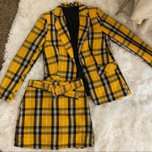 Yellow Plaid Suit/Skirt Set